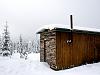 Shed in the snow